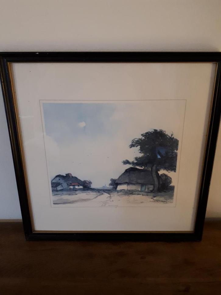 Dirk Baksteen - Ets Mulle Zandweg (ingelijst 33 x 33cm), Antiek en Kunst, Kunst | Tekeningen en Fotografie, Ophalen of Verzenden