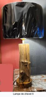 Lampe bois chevet artisanale abat-jour, Bois, Enlèvement