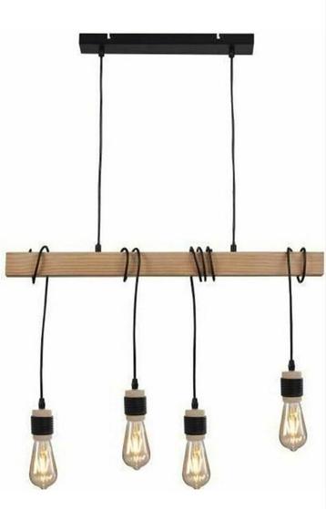 Industriële houten ophanging - lampen met 4 koppen meegeleve beschikbaar voor biedingen