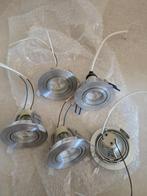 Vijf inbouwspotjes inclusief lamp, Ophalen, Gebruikt, Metaal of Aluminium, Plafondspot of Wandspot