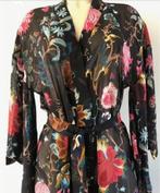Prachtige zijden mousseline Kimono met exotische bloemen, Kleding | Dames, Ondergoed en Lingerie, ROIDAL, Verzenden, Zwart, Overige typen