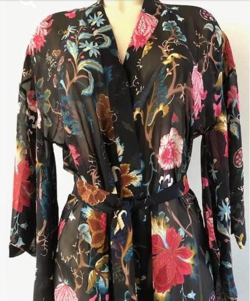 Prachtige zijden mousseline Kimono met exotische bloemen, Kleding | Dames, Ondergoed en Lingerie, Overige typen, Zwart, Verzenden