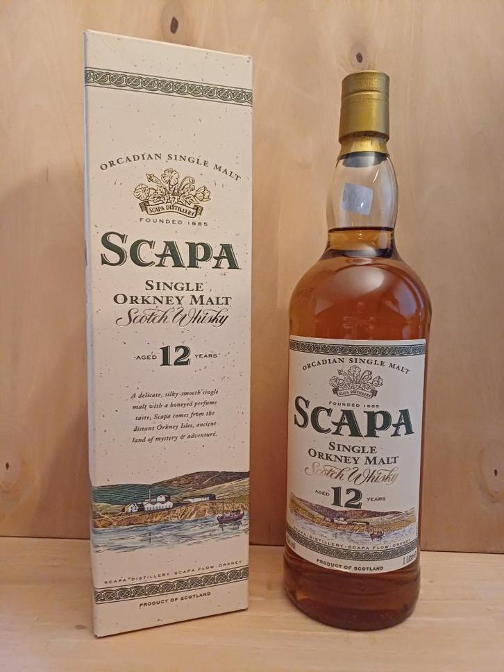 Bouteille ancienne Scapa 12g 100cl, Collections, Vins, Comme neuf, Autres types, Pleine, Enlèvement ou Envoi