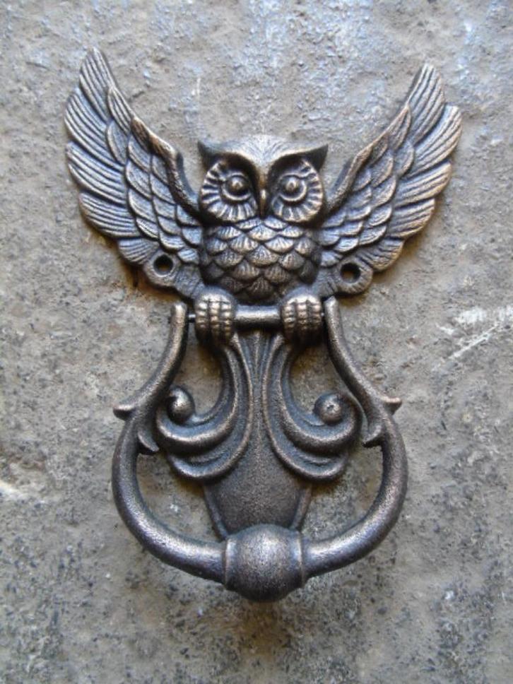 uil, klopper, deurklopper in brons gepatineerd gietijzer, Tuin en Terras, Tuinwanddecoratie, Nieuw, Ophalen