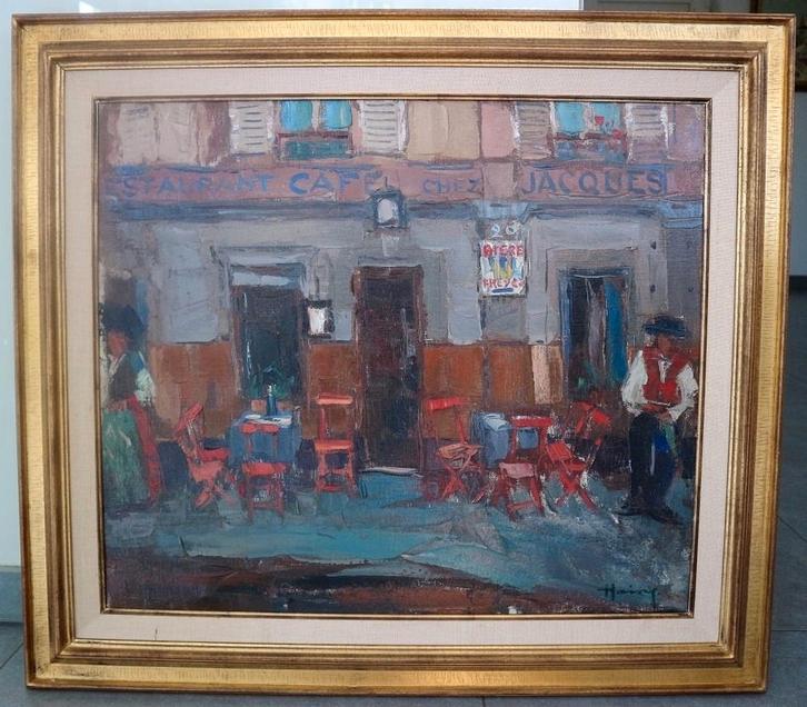 Désiré HAINE, Restaurant Café Chez Jacques, Antiquités & Art, Art | Peinture | Classique, Enlèvement ou Envoi