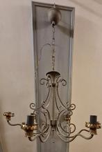 Smeedijzeren luster in tinkleur patine, Antiek en Kunst, Ophalen