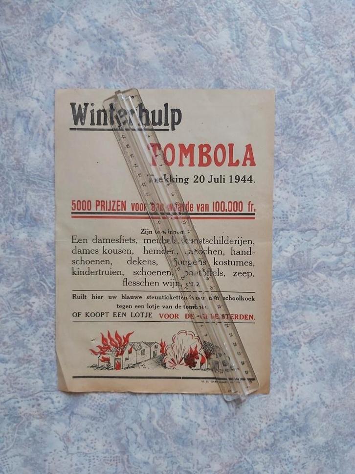 Vlaanderen Oorlog Winterhulp Voedselbedeling Kleding 1944, Collections, Rétro, Autres types, Envoi