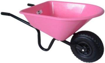 Kinderkruiwagen Metaal met Kunststof Bak Roze