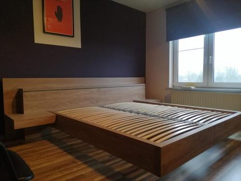 Tweepersoonbed 1m80, Huis en Inrichting, Slaapkamer | Bedden, Zo goed als nieuw, Tweepersoons, 180 cm, 200 cm, Hout, Beige, Ophalen