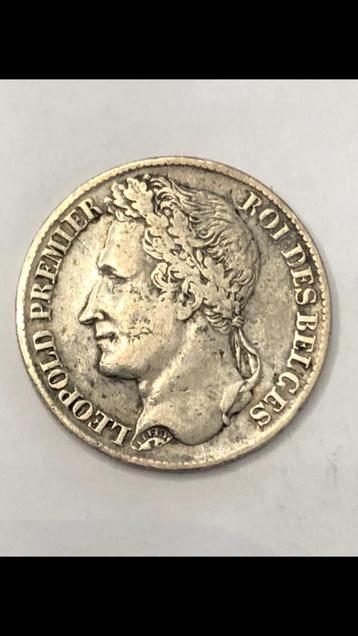 Munt zilver België 1 frank Leopold I jaartal 1838 zeldzaam ! beschikbaar voor biedingen