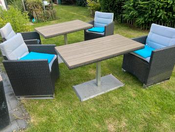 2x tuinset: lounge stoelen + tafel beschikbaar voor biedingen