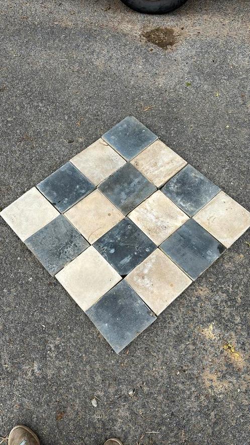 Oude cementtegels zwart-wit, Doe-het-zelf en Bouw, Tegels, Gebruikt, Vloertegels, Overige materialen, 20 tot 40 cm, 20 tot 40 cm