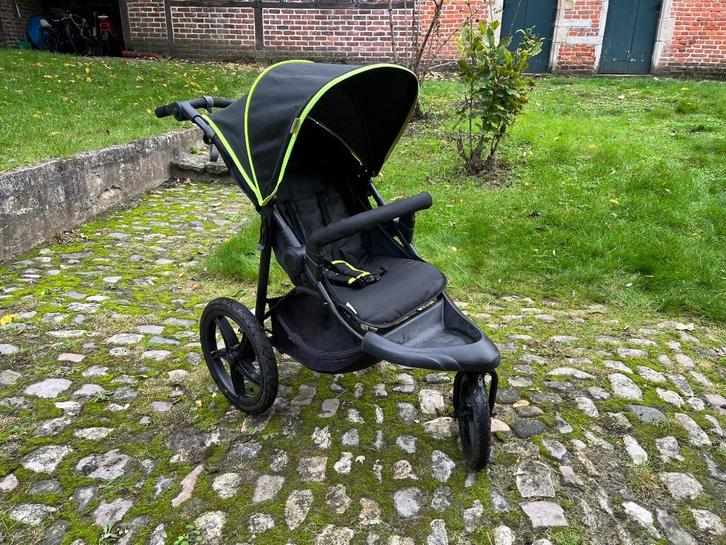 Hauck Runner all terrain buggy zwart neon geel, Kinderen en Baby's, Buggy's, Gebruikt, Overige merken, Verstelbare rugleuning