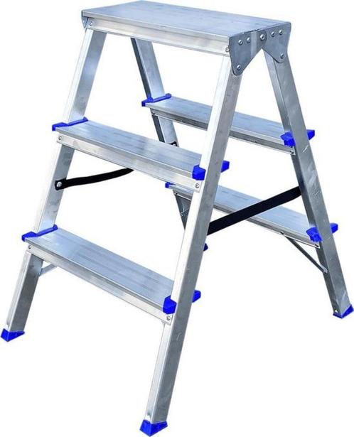 Alumexx - Dubbele trap 3 treden - Huishoudtrap – Keukentrap, Doe-het-zelf en Bouw, Ladders en Trappen, Zo goed als nieuw, Trap