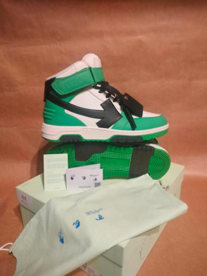Off-White Out off Office mid Top Lea Green/Black size EU 44, Kleding | Heren, Schoenen, Nieuw, Wit, Ophalen of Verzenden