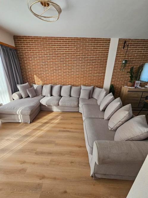 Dubbele hoekbank, afneembare hoes, Huis en Inrichting, Zetels | Complete zithoeken, Zo goed als nieuw, Stof, Ophalen