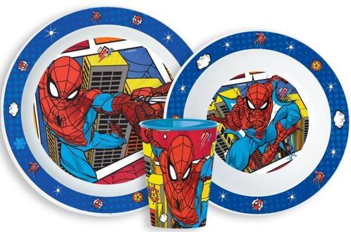 Spiderman Kinderservies met Beker - Magnetron, Kinderen en Baby's, Overige Kinderen en Baby's, Nieuw, Ophalen of Verzenden