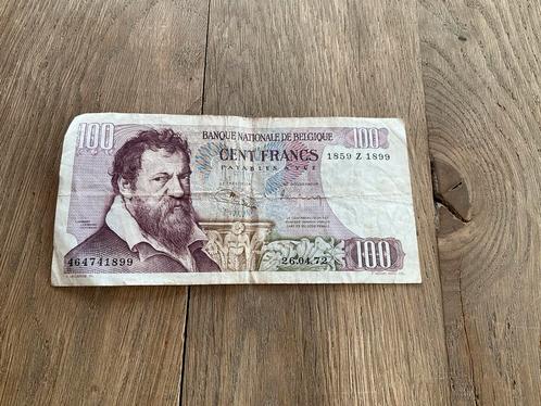 Bankbiljet 100 Belgische frank 1972, Postzegels en Munten, Munten en Bankbiljetten | Verzamelingen, Bankbiljetten, Ophalen of Verzenden
