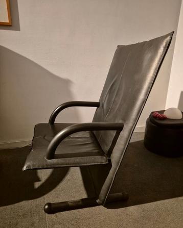 Vintage Italiaanse T-Line leren fauteuil  Burkhard Vogthe, Enlèvement, Utilisé