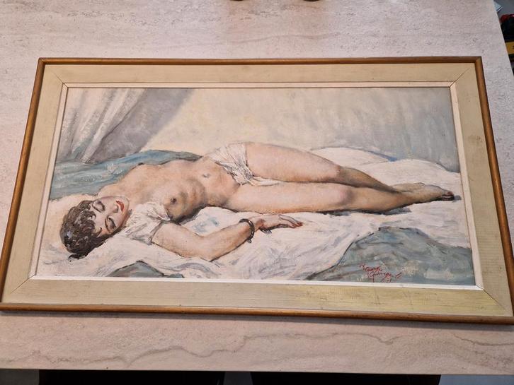 Georges Griviregan 1978 : « Dame endormie nue », Antiquités & Art, Art | Peinture | Classique, Enlèvement