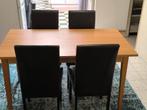 Eettafel met lederen stoelen te koop zeer mooie staat., Verzenden, Zo goed als nieuw