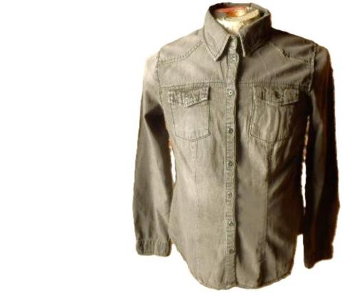(20) -chemise jeans homme t.M grise - H&M -, Kleding | Heren, Overhemden, Zo goed als nieuw, Halswijdte 39/40 (M), Grijs, Ophalen of Verzenden