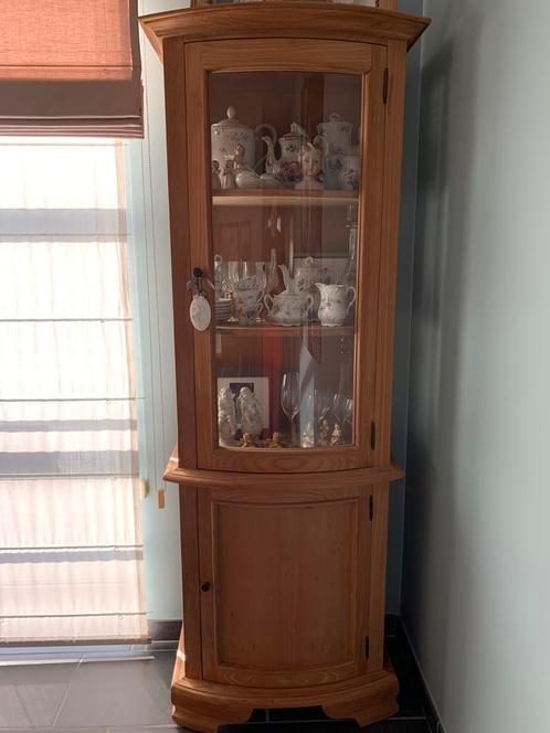 Teak houten vitrine kast in perfecte staat, Huis en Inrichting, Kasten | Vitrinekasten, Zo goed als nieuw, Glas, Ophalen