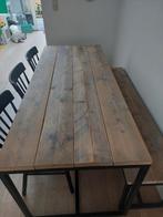 Steigerhouten tafel en bank, Huis en Inrichting, Ophalen, 50 tot 100 cm, Zo goed als nieuw, Vijf personen of meer