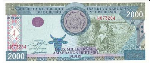 Burundi, 2000 francs, 2001, UNC, Timbres & Monnaies, Billets de banque | Afrique, Billets en vrac, Burundi, Envoi