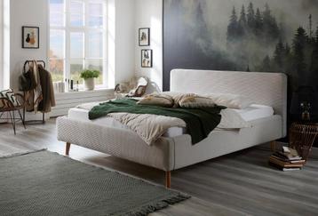 Modern tweepersoons design bed 160x 200, stoer corduroy.