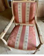 6 eetkamerstoelen cerusé met stof bekleding, Huis en Inrichting, Stoelen, Ophalen, Hout, Gebruikt, Overige kleuren