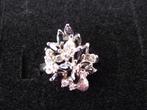 Zeer mooie vintage zilveren ring met zwarte stenen en zirkoo, Gebruikt, Zwart, Ophalen of Verzenden, Met edelsteen