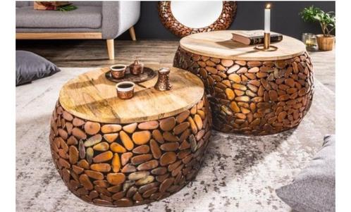 2-delige salontafelset van mozaïek steentjes, Huis en Inrichting, Tafels | Salontafels, Nieuw, Minder dan 50 cm, 50 tot 100 cm