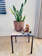 Table à plantes vintage avec plateau en mosaïque carrelée, Enlèvement