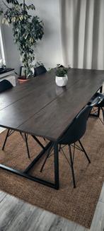 Eettafel massief hout, metalen onderstel, Maison & Meubles, Tables | Tables à manger, Industrieel, Rectangulaire, 50 à 100 cm