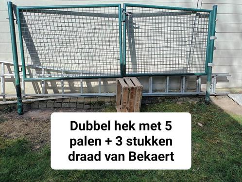 Dubbele tuinpoort  met 3 staafmatten, Tuin en Terras, Tuinpoorten, Gebruikt, Draaipoort, Staal, 100 tot 150 cm, 200 cm of meer