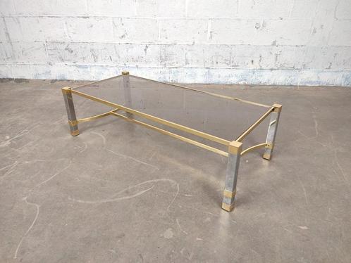 Vintage chroom en messing salontafel, Huis en Inrichting, Tafels | Salontafels, Zo goed als nieuw, Metaal, Ophalen