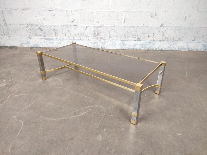 Vintage chroom en messing salontafel, Huis en Inrichting, Tafels | Salontafels, Zo goed als nieuw, Metaal, Ophalen