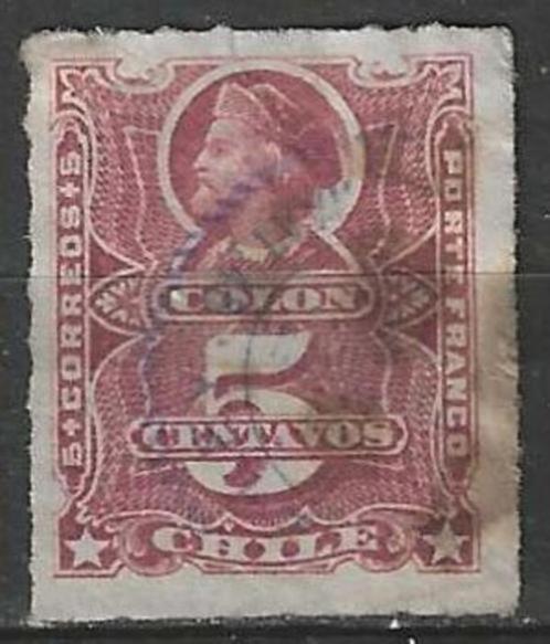 Chili 1878/1899 - Yvert 23 - Christoffel Columbus - 5 c. (ST, Timbres & Monnaies, Timbres | Amérique, Affranchi, Envoi