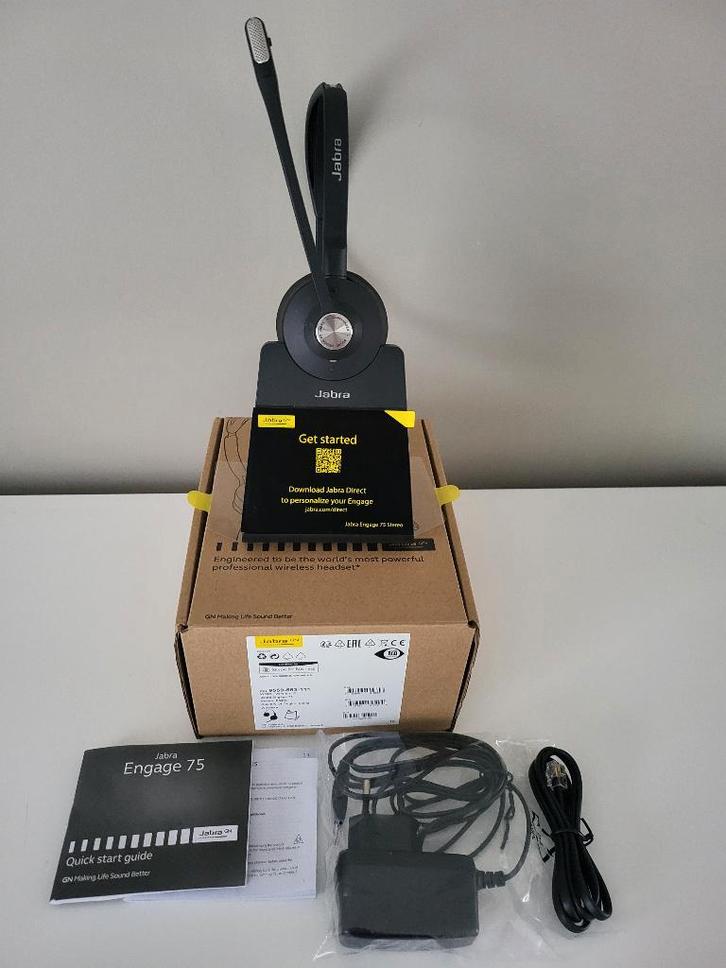jabra engage 75 stereo, Computers en Software, Headsets, Zo goed als nieuw, Over-ear, Draadloos, Ophalen of Verzenden