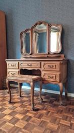 Vintage Eikenhouten make-up tafel met spiegels en lades, Antiek en Kunst, Ophalen