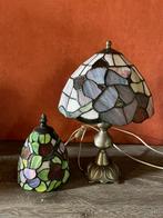 Art deco glas in lood lamp met twee kappen, Comme neuf, Enlèvement, Verre