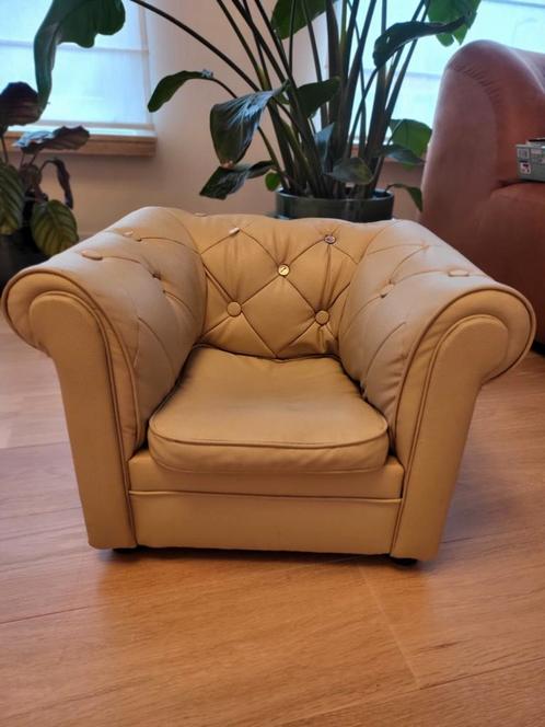Kinder Chesterfield, kinderzetel, Huis en Inrichting, Fauteuils, Gebruikt, Leer, 50 tot 75 cm, Minder dan 75 cm, Ophalen