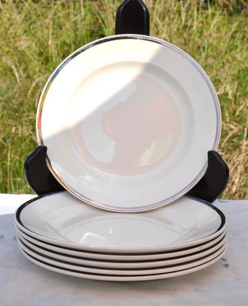 6 assiettes dessert blanche tour argenté  beschikbaar voor biedingen