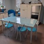 Glazen uittrekbare tafel met 6 stoelen, Huis en Inrichting, Ophalen