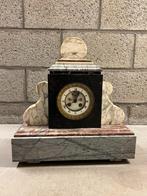 Horloge de cheminée en marbre avec cadran en laiton chiffres, Ophalen