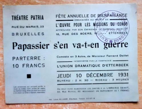 Théâtre Etterbeek 1931, Tickets en Kaartjes, Theater | Toneel, Dans en Opera, December, Toneel