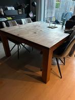 Vierkante tafel met blokpoten, Huis en Inrichting, Ophalen, Strak, Gebruikt, Vijf personen of meer