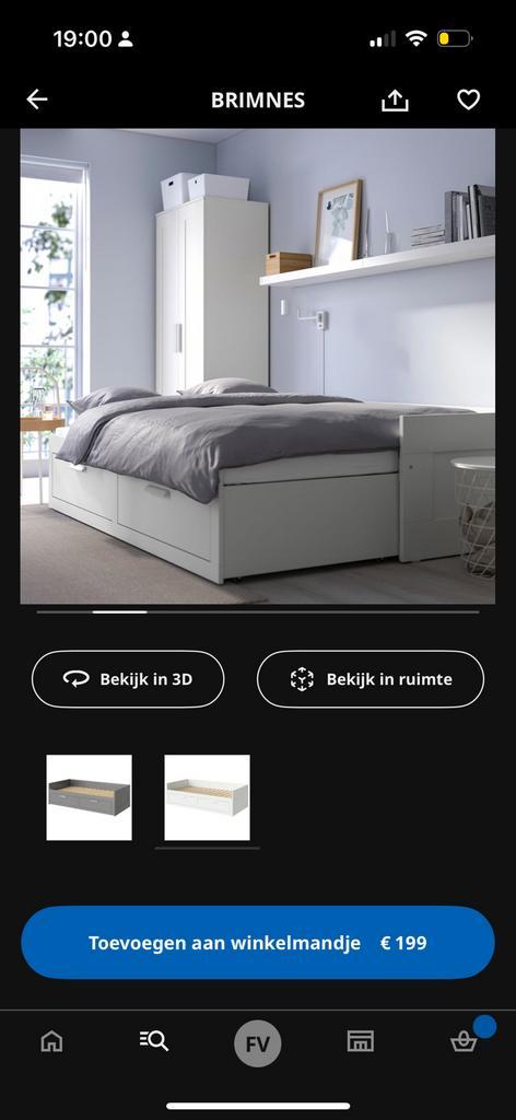 Uitschuifbaar 2 persoons bed Brimnes inclusief matrassen, Huis en Inrichting, Slaapkamer | Bedden, Zo goed als nieuw, Ophalen