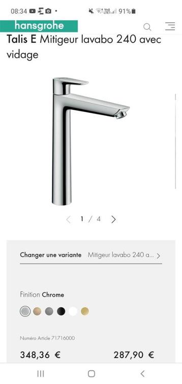 Robinet lavabo haut Hansgrohe Talis E 240, Enlèvement, Neuf, Autres types, Moins de 100 cm